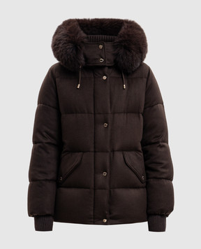 MooRER Brown ATTICA wool and cashmere down jacket with fox fur ATTICALS9