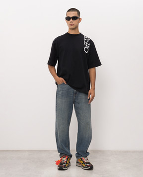 Off-White Black T-shirt with contrast logo 44MAA120F26J010