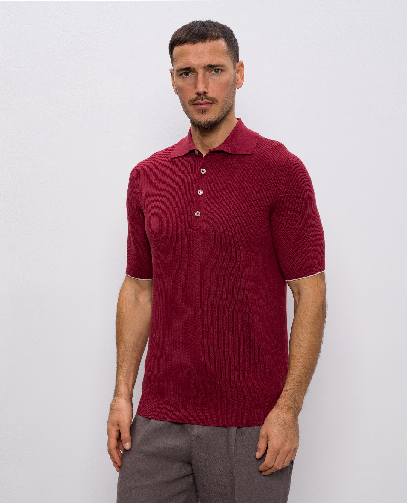 

Burgundy cotton polo shirt Brunello Cucinelli