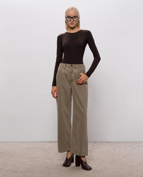 Maison Margiela MM6 Brown bodysuit with emblem S62NA0085S20518