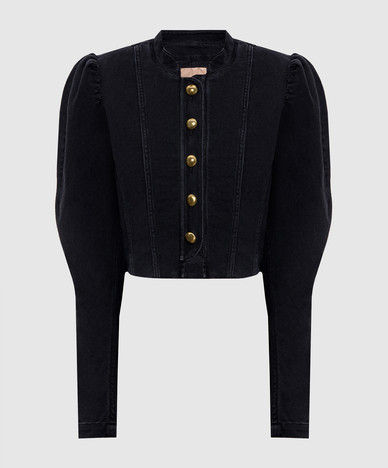 Veste en jean courte noire
