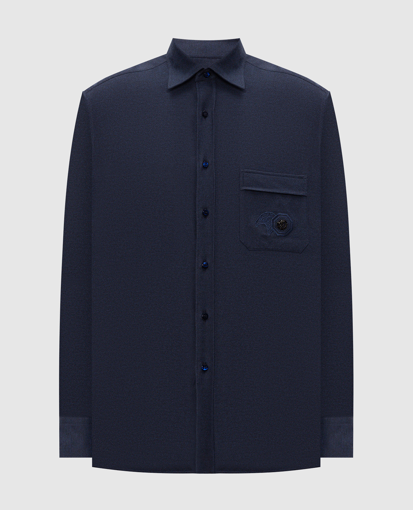 Blue shirt with embroidered emblem