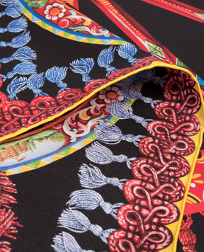 Dolce&Gabbana Black silk scarf with branded print Carretto FN090RGDDU5