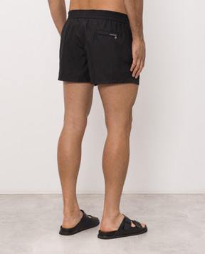Dolce&Gabbana Black swim shorts with logo patch M4F62TON0DK