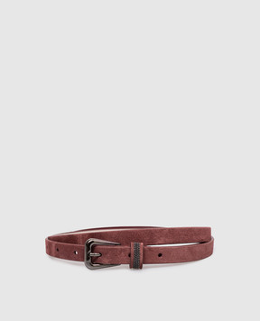 Brunello Cucinelli Burgundy suede belt with monil chain M0DELC149P