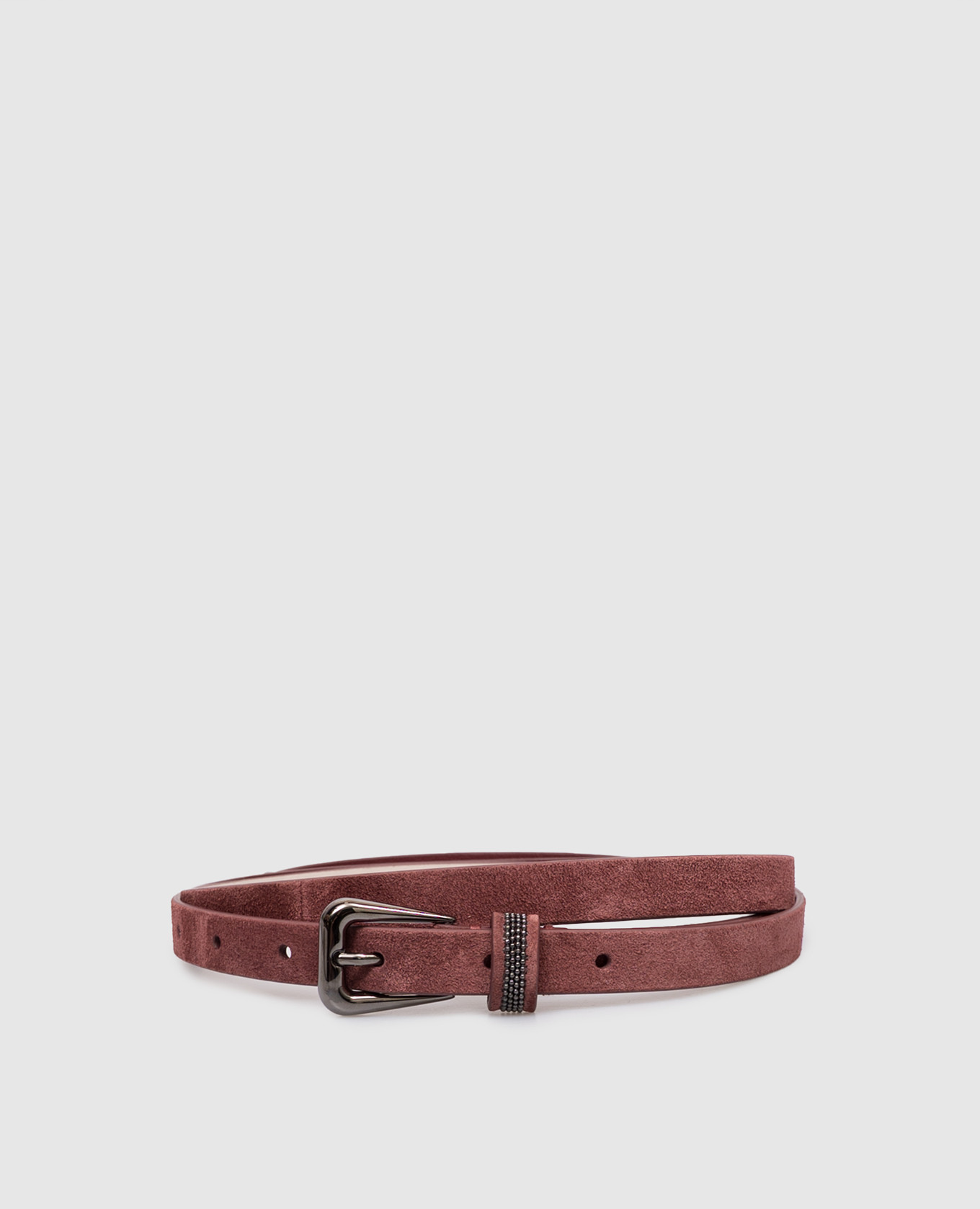Burgundy suede belt with monil chain