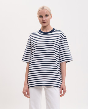 Ami Paris White striped T-shirt with embroidered logo UTS374JE0210