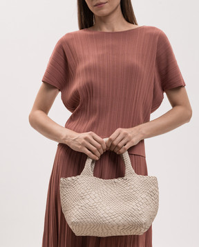 Alma Tonutti Beige leather tote bag with weaving 5329
