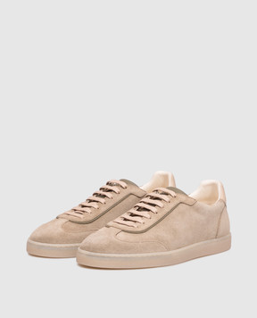 Brunello Cucinelli Green suede sneakers with emblem MZUMGLJ336