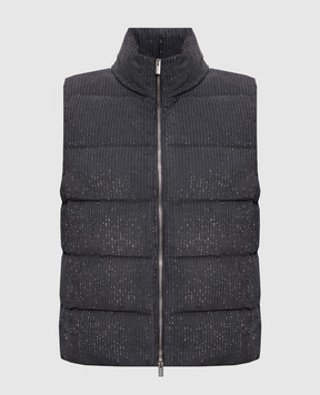Peserico Gray corduroy down vest with lurex A0347505219