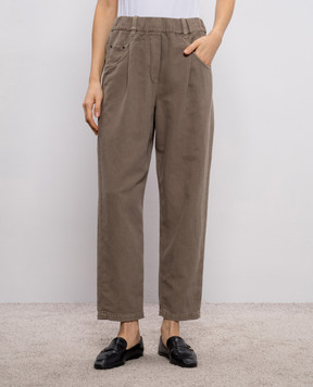 Brunello Cucinelli Brown jeans with linen ML996P5566
