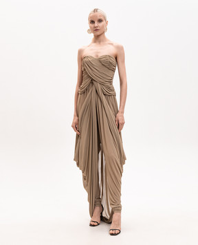 Balmain Beige bustier jumpsuit with drape GF0PW245JM05