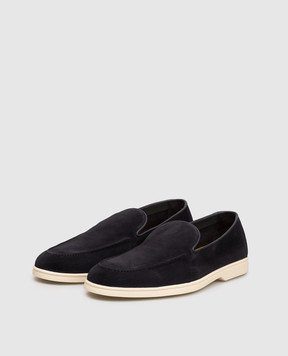 Doucal's Blue suede loafers with logo DU3413NWMAUY009