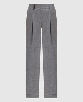 Peserico Grey wool trousers with lapels A0408203359