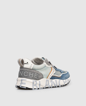 Voile Blanche Blue combination sneakers CLUB01 with vintage effect 0012017465181C96