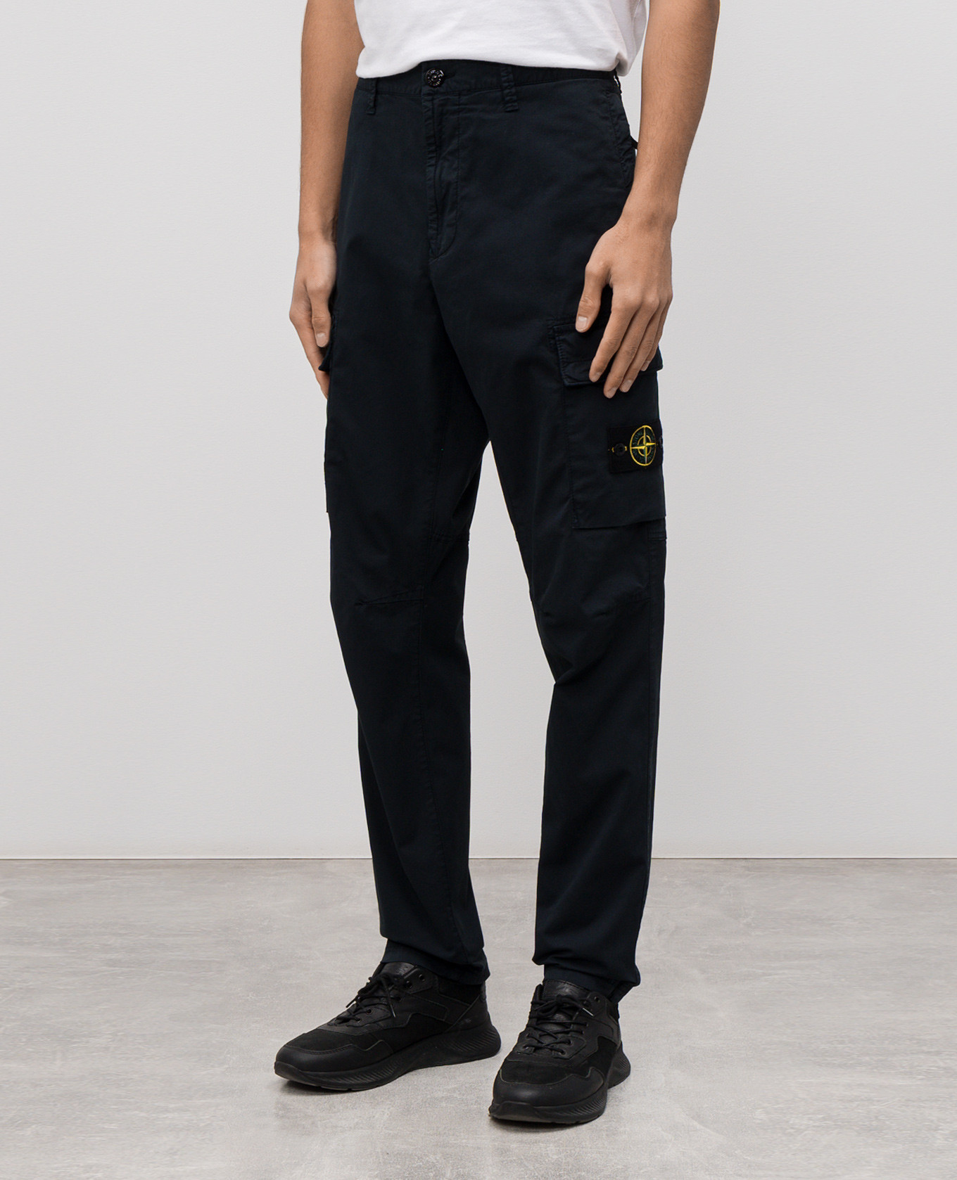 

Blue cargo pants with logo Stone Island, Navy blue