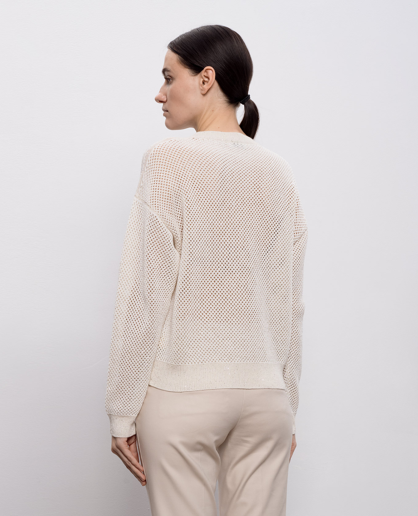 

White openwork jumper with sequins Peserico