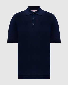 Brunello Cucinelli Blue polo with linen M2L00315