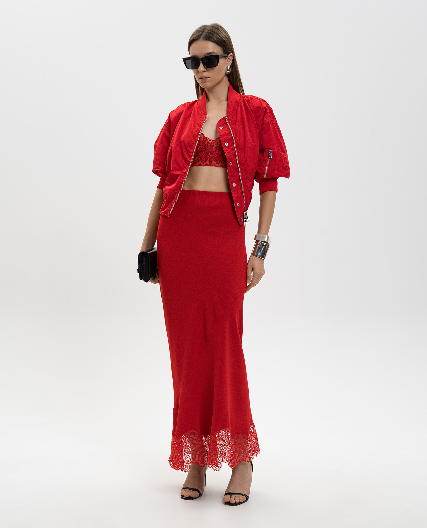 

Red maxi skirt with lace Ermanno Scervino