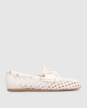 Stuart Weitzman Tunsley Ivory Braided Leather Topsiders SN727
