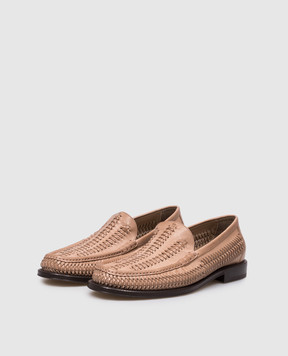 Brunello Cucinelli Beige leather loafers with weaving MPUHJUF659