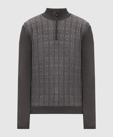 Gray wool, cashmere and silk jumper