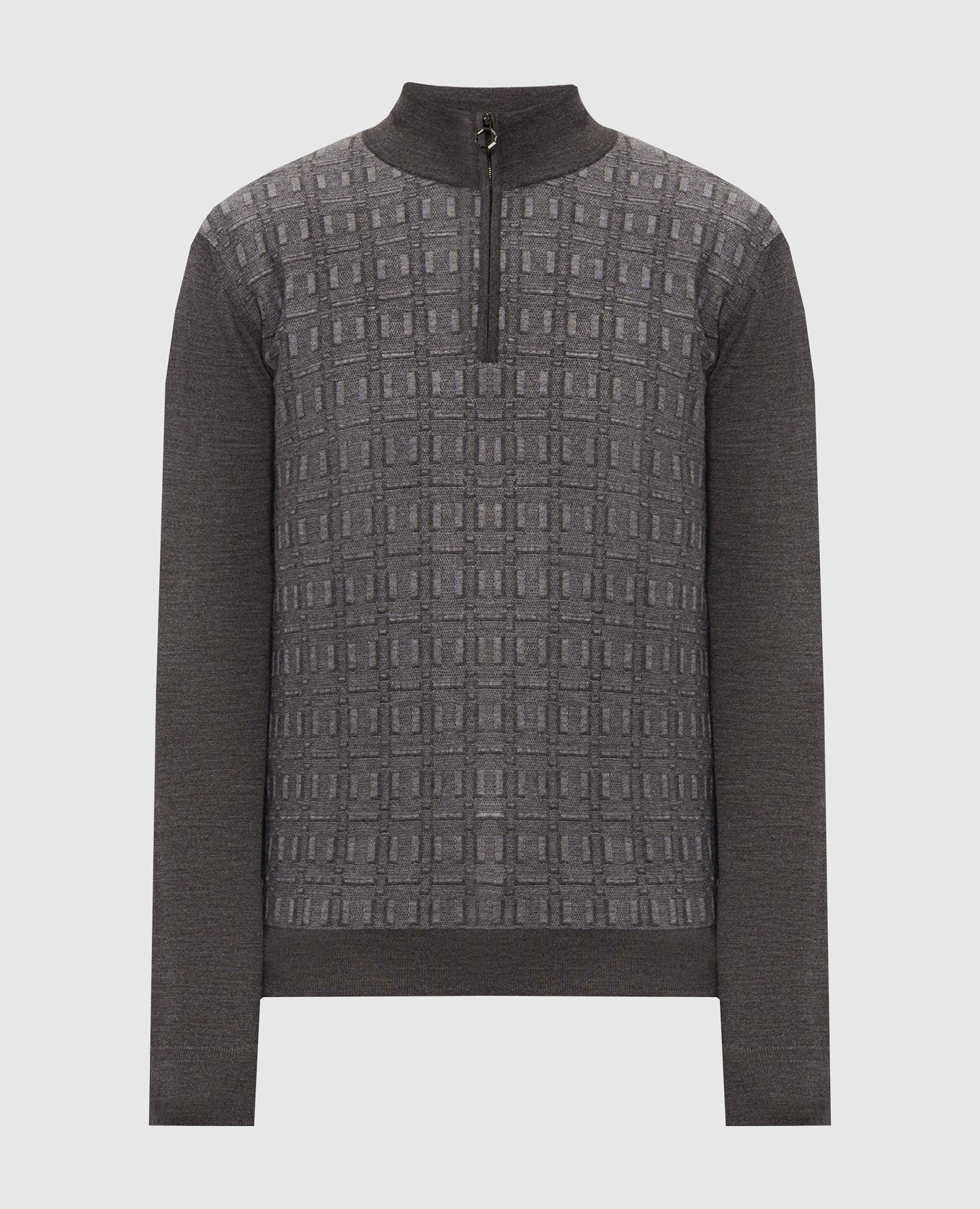 Gray wool, cashmere and silk jumper