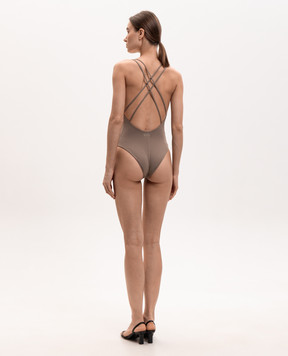 Fisico Beige swimsuit with crystals MC07GW