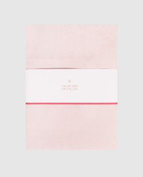 Le Jacquard Fraincais Tivoli pink linen tablecloth with woven pattern 22493