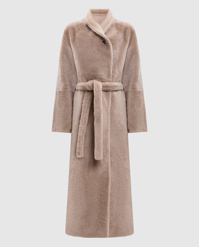 Yves Salomon Beige double-sided sheepskin coat 27WYM61230MERL