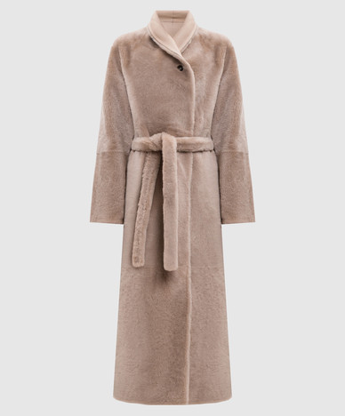 Beige double-sided sheepskin coat
