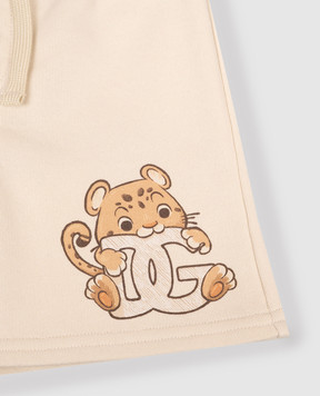 Dolce&Gabbana Children's beige shorts with print L1JQS2G7PNI