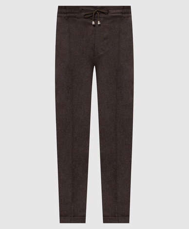 Bruine wollen broek met revers