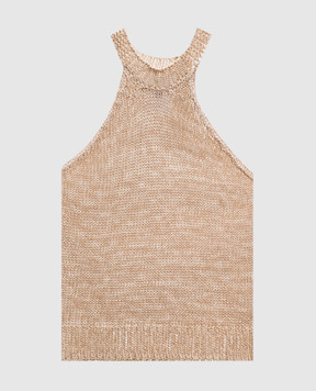 Solotre Beige knitted top with linen M3AB0003
