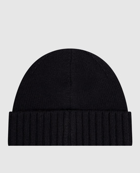 Enrico Mandelli Navy cashmere hat with logo embroidery CAP7735718