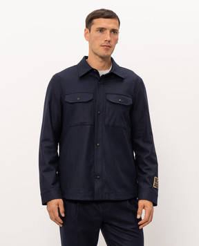 Cashmere&Whiskey Blue wool and cashmere shirt 07687R0775