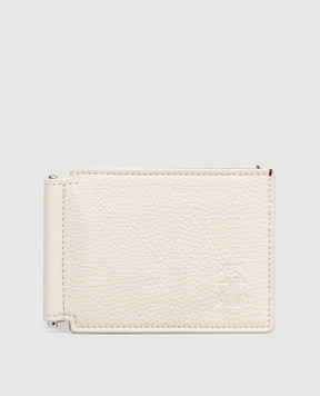 Brunello Cucinelli Beige leather wallet with embossed logo MWMCBU440