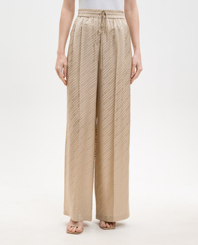 Jacob Lee Beige patterned silk pants WSP0076SS25GS
