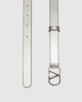 Valentino Vlogo Signature Silver Leather Belt 8W2T0SM7XUC