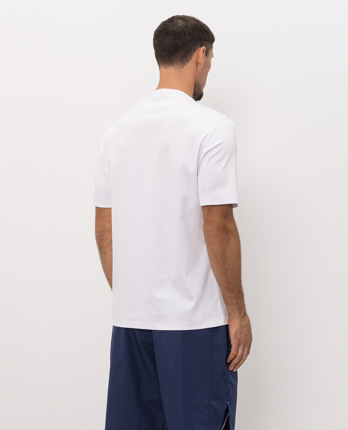 White cotton T-shirt with embroidered logo Brunello Cucinelli 4