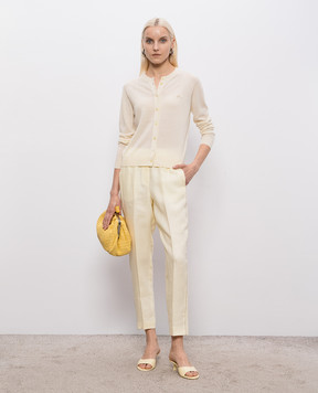 Peserico Yellow linen pants with monil chain P0407202606