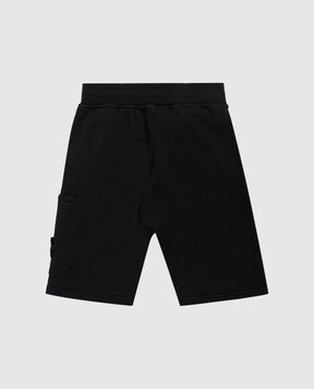 Stone Island Children's black shorts with logo L1S166200006S004068