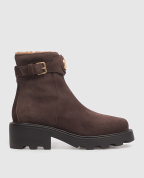 Valentino Brown suede boots with fur 9W2S0MT5XYA