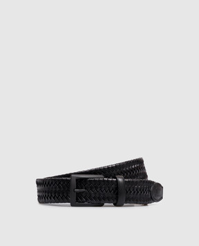 C.P. Company Black leather braided belt MAC315A110846M