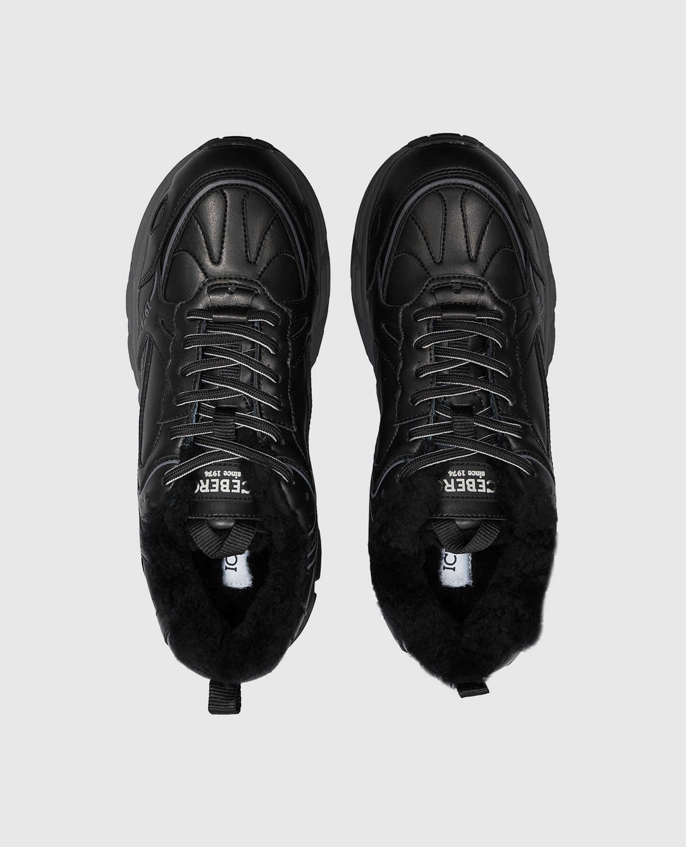 Black leather sneakers with fur trim Iceberg 4