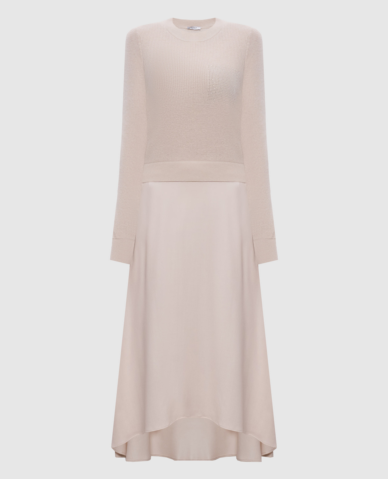 Beige midi dress with wool, silk and cashmere Peserico