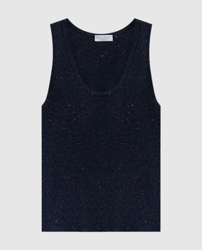 Brunello Cucinelli Blue cashmere and lurex tank top M9A822220