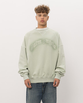 Palm Angels Green sweatshirt with logo print PAMBA005FL001