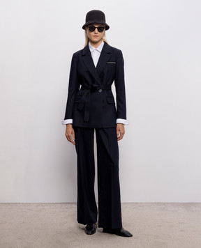 Peserico Navy wool and cashmere pants A0456703358