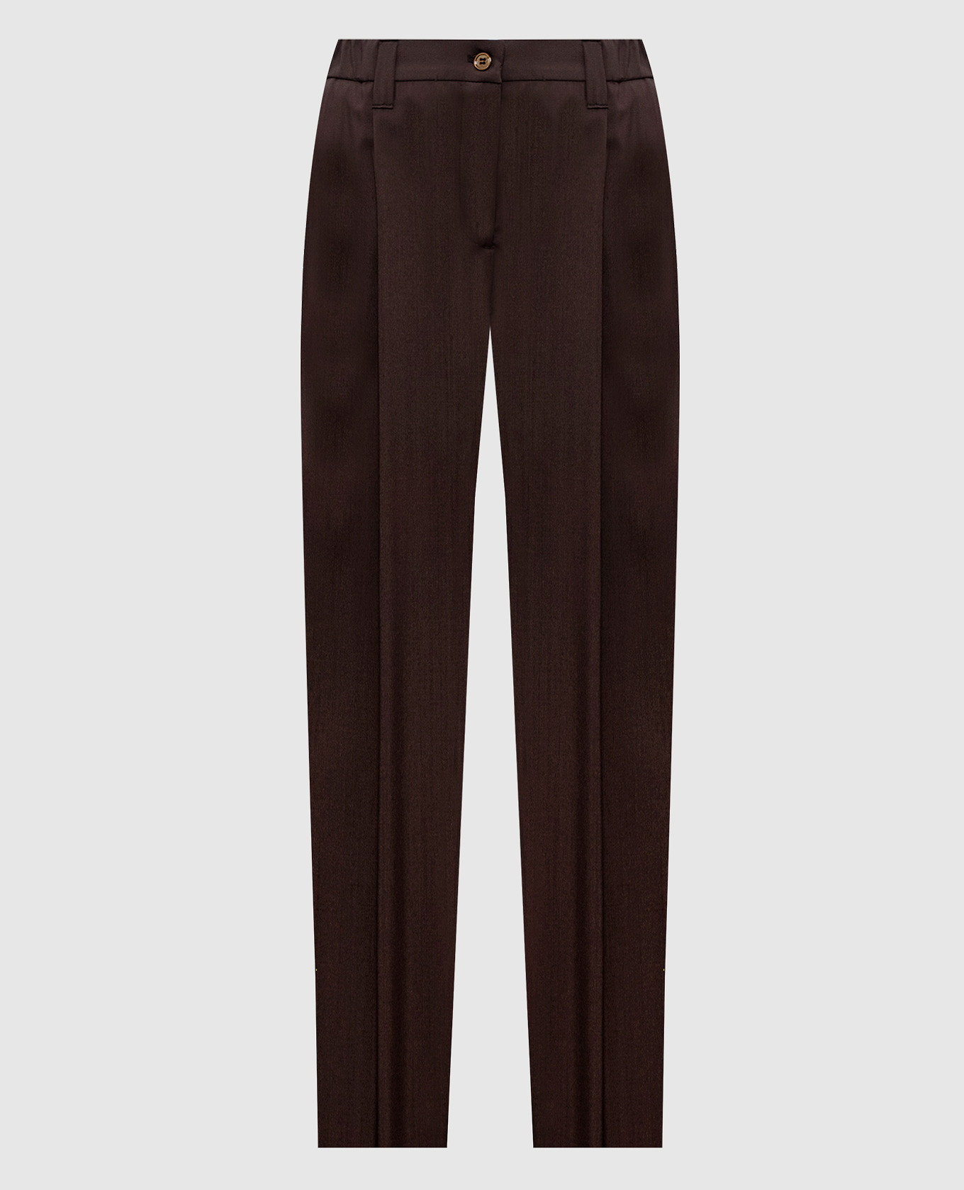 Pantalon Zeza en laine et soie marron